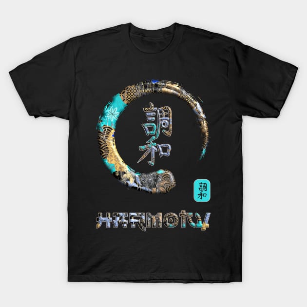 Harmony Japanese Kanji Word Symbol Enso Circle 3 T-Shirt by dvongart